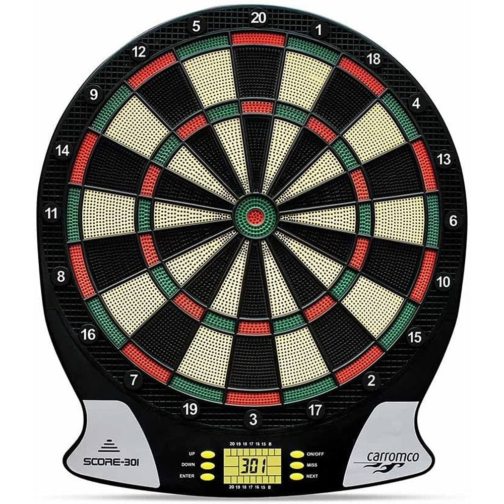 Carromco Dartscheibe SCORE-301 elektronische Dartscheibe - 4-Loch Abstand, Dart, 26 Spiele & 523 Varianten – Bild 2 von 5