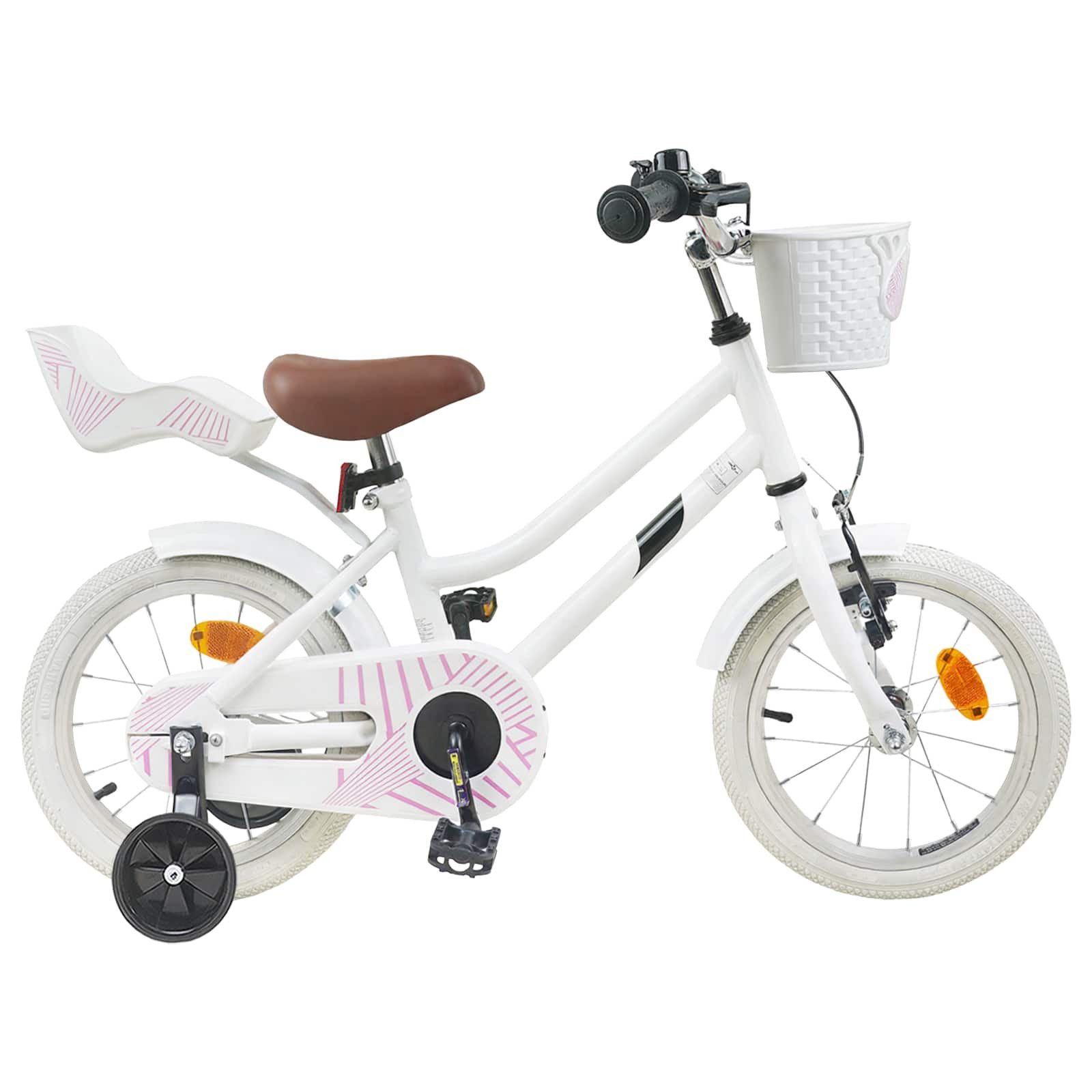 vidaXL Kinderfahrrad 90 x 49 x 67,5 cm Kinderfahrrad 12 Zoll für 2-4 Jahre alt Weiß Stützrä