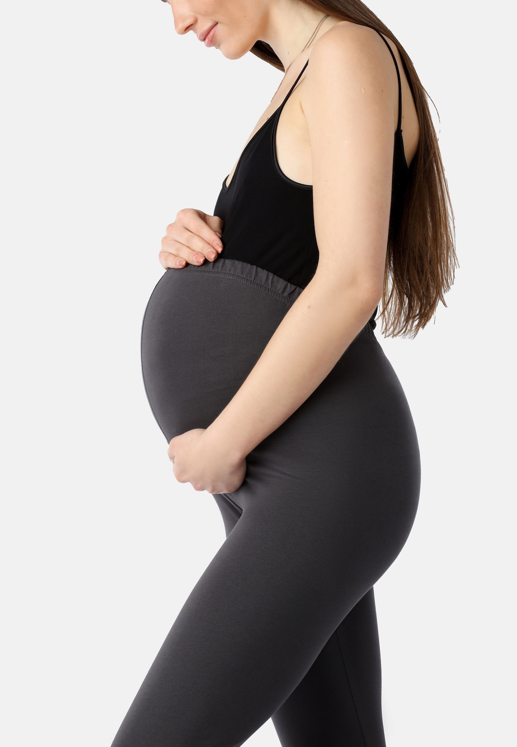 Be Mammy Umstandsleggings Damen 3/4 Umstandsleggings aus Bio-Baumwolle BE20-284 (1-tlg) elastischer Bund