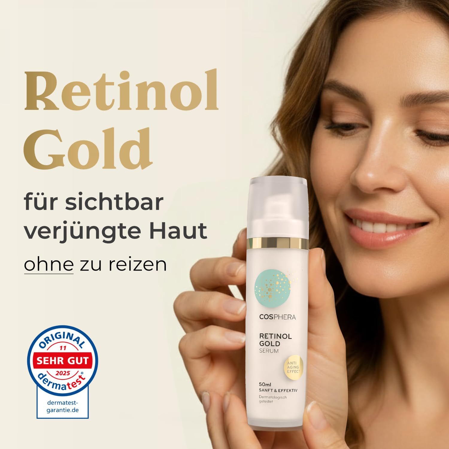 Cosphera Gesichtspflege Cosphera - Retinol Gold Serum 50 ml - für Frauen und Männer, 1-tlg.
