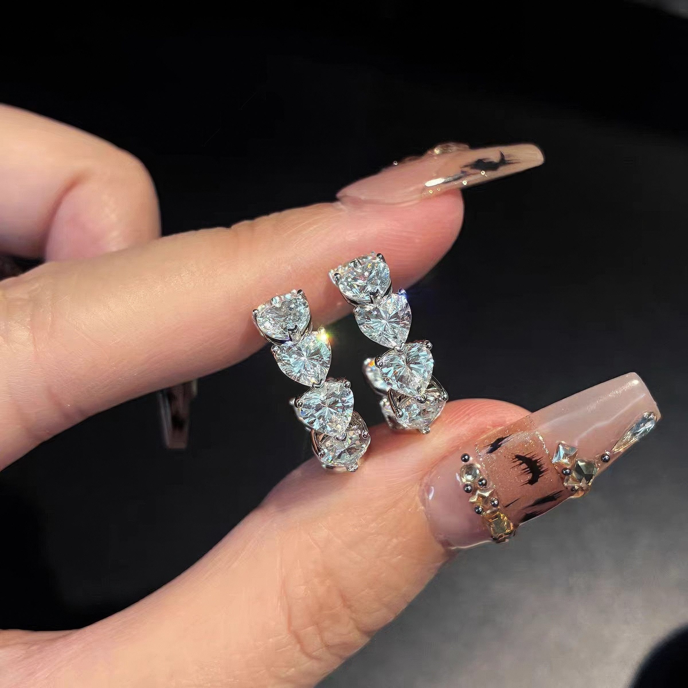 Jumpeak Paar Ohrhänger ohrringe hängend gold, gold ohrringe 585 echtgold, ohrringe für mädchen, herzförmige Ohrringe, labordiamant, geschenk zur erstkommunion