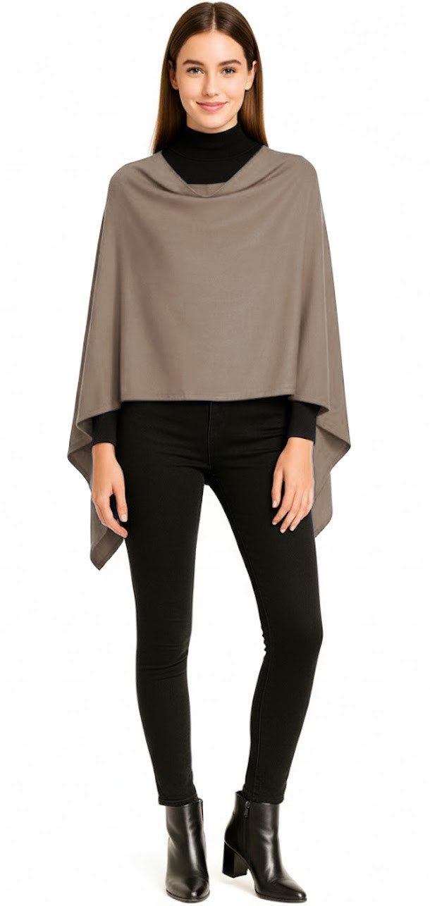 dy_mode Strickponcho Damen Poncho in Unifarben Weiches Strickponcho Cape Herbst Umhang in Unifarbe, Vorne Kurz - Seitlich Lang Schnitt