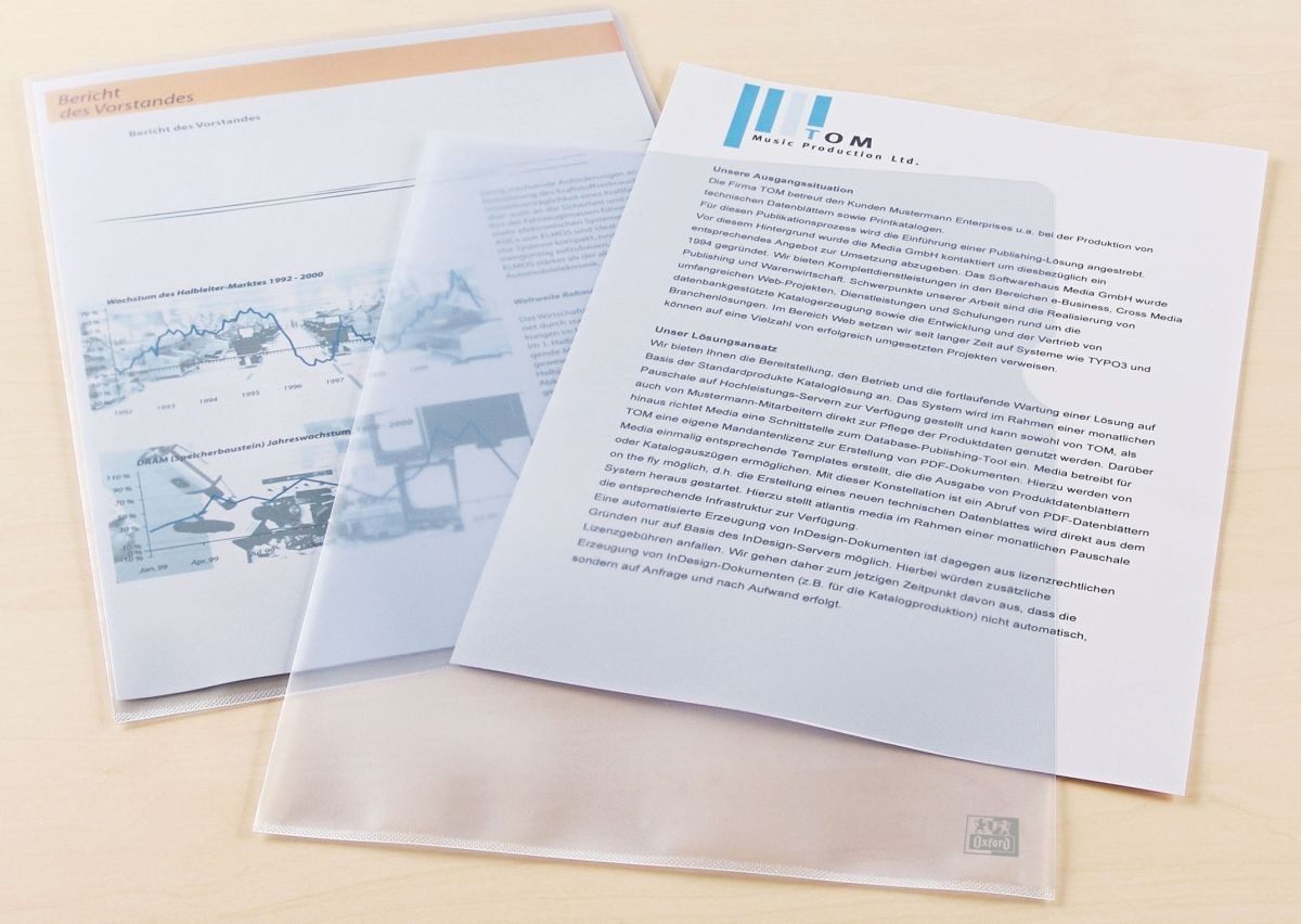 OXFORD Prospekthülle Sichthülle Standard A4 PP-Folie 0,12mm transparent VE=100 Stück