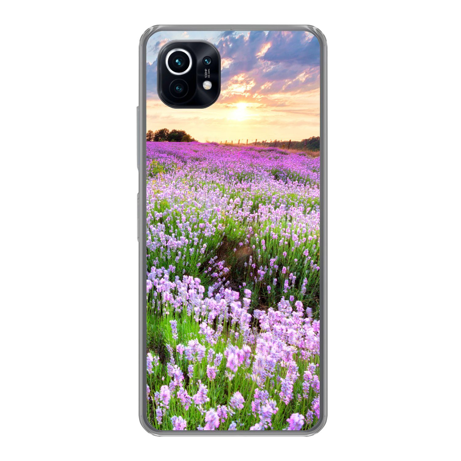 MuchoWow Handyhülle für Xiaomi Mi 11 Blumen - Lavendel - Lila - Himmel - Sonnenuntergang -, Phone Case, Silikon, Schutzhülle Dünn