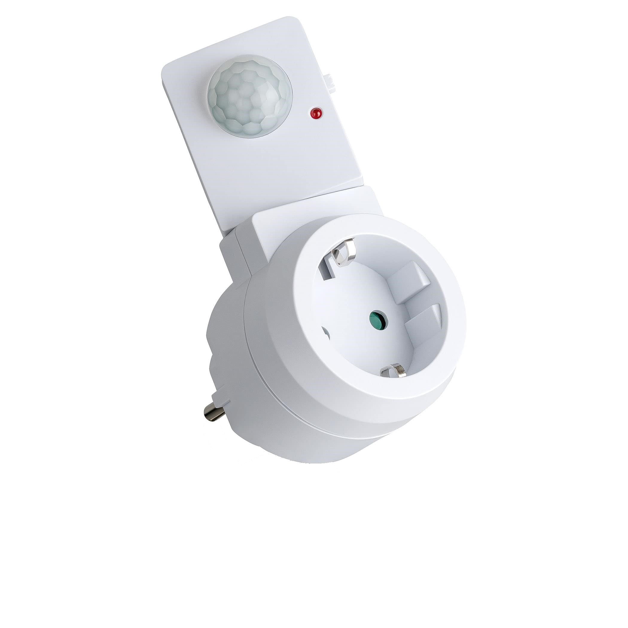 SEBSON Bewegungsmelder Zwischenstecker Bewegungsmelder - Schuko Stecker 230V programmierbar, (2-St), 2er Pack, Schwenkbar, max. 1000W LED geeignet, Steckdosen-Adapter