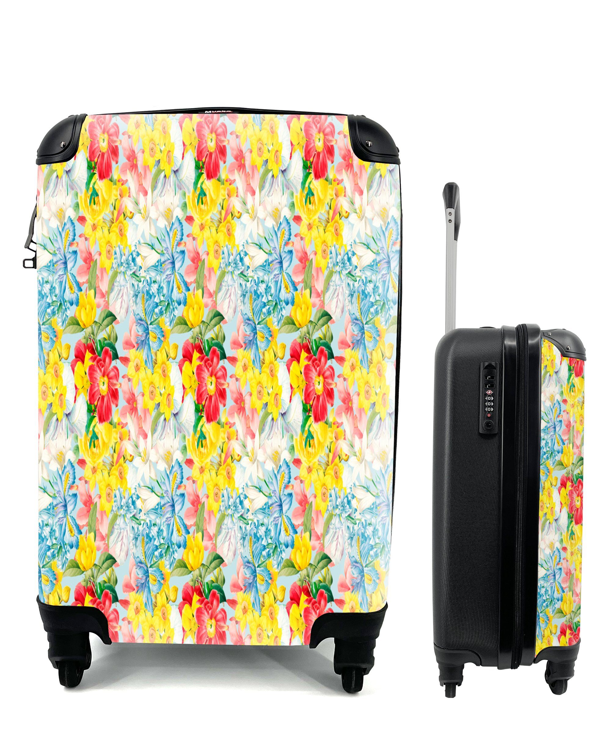 MuchoWow Handgepäckkoffer Blumen - Muster - Farben, 4 Rollen, Reisetasche mit rollen, Handgepäck für Ferien, Trolley, Reisekoffer