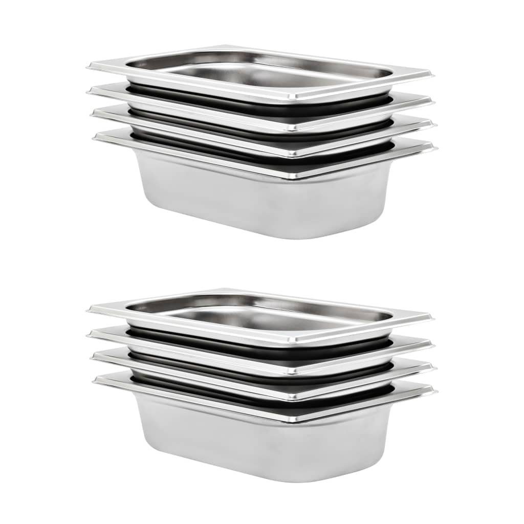 vidaXL Thermobehälter Gastronormbehälter 8 Stk. GN 1/4 65 mm Edelstahl, Edelstahl