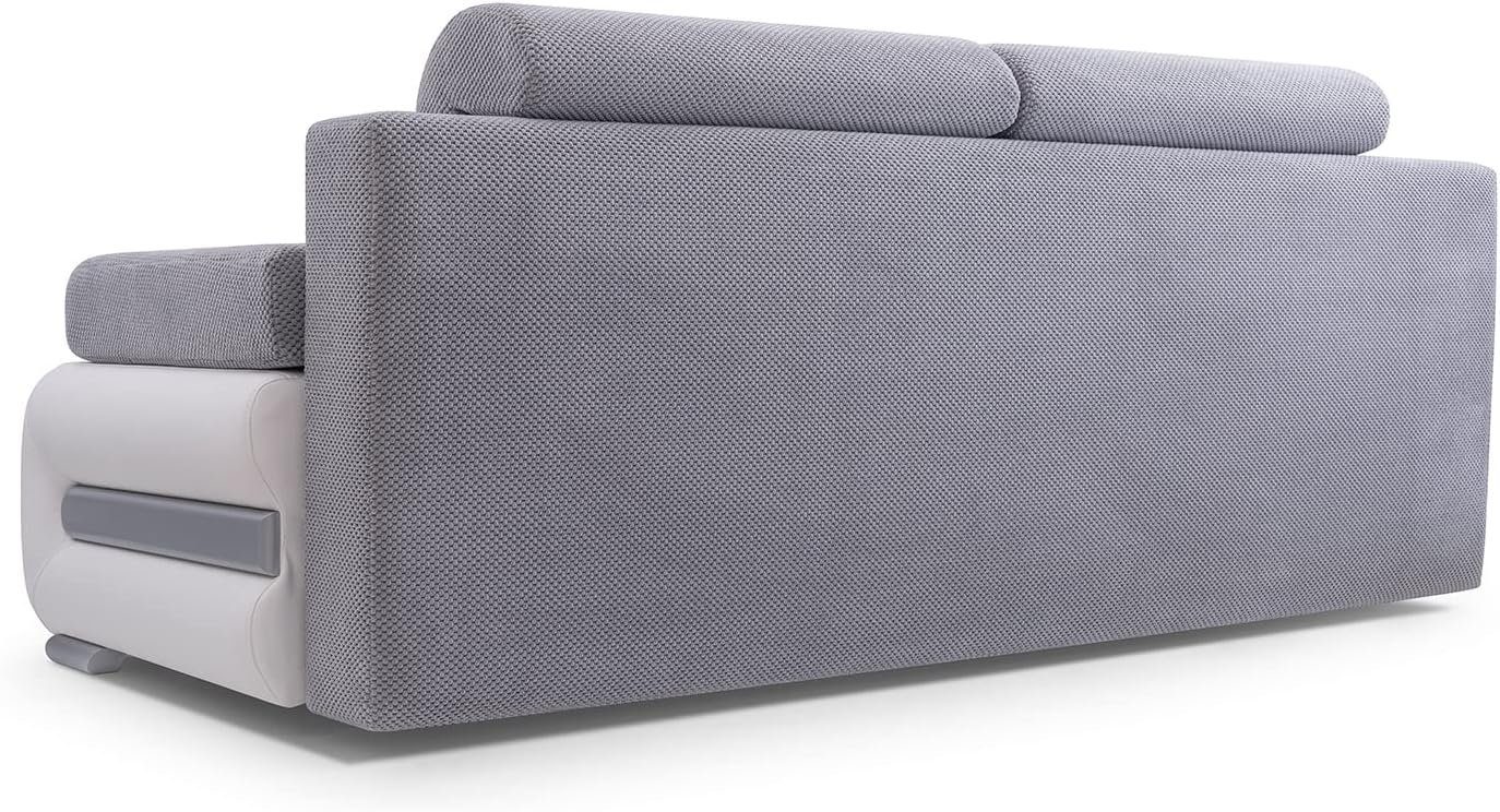 Schlafsofa mit Wohnzimmer, Madryt Polstersofa Wohnlandschaft, Braun 28 + Sofagarnitur York, 120 + Schlaffunktion für - Couch Bettkasten DOT und Weiß MOEBLO