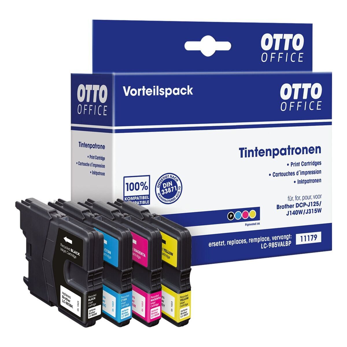 Otto Office Tintenpatrone (Set, 4-tlg., ersetzt Brother »LC-985BK/C/M/Y«, schwarz, cyan, magenta, gelb)