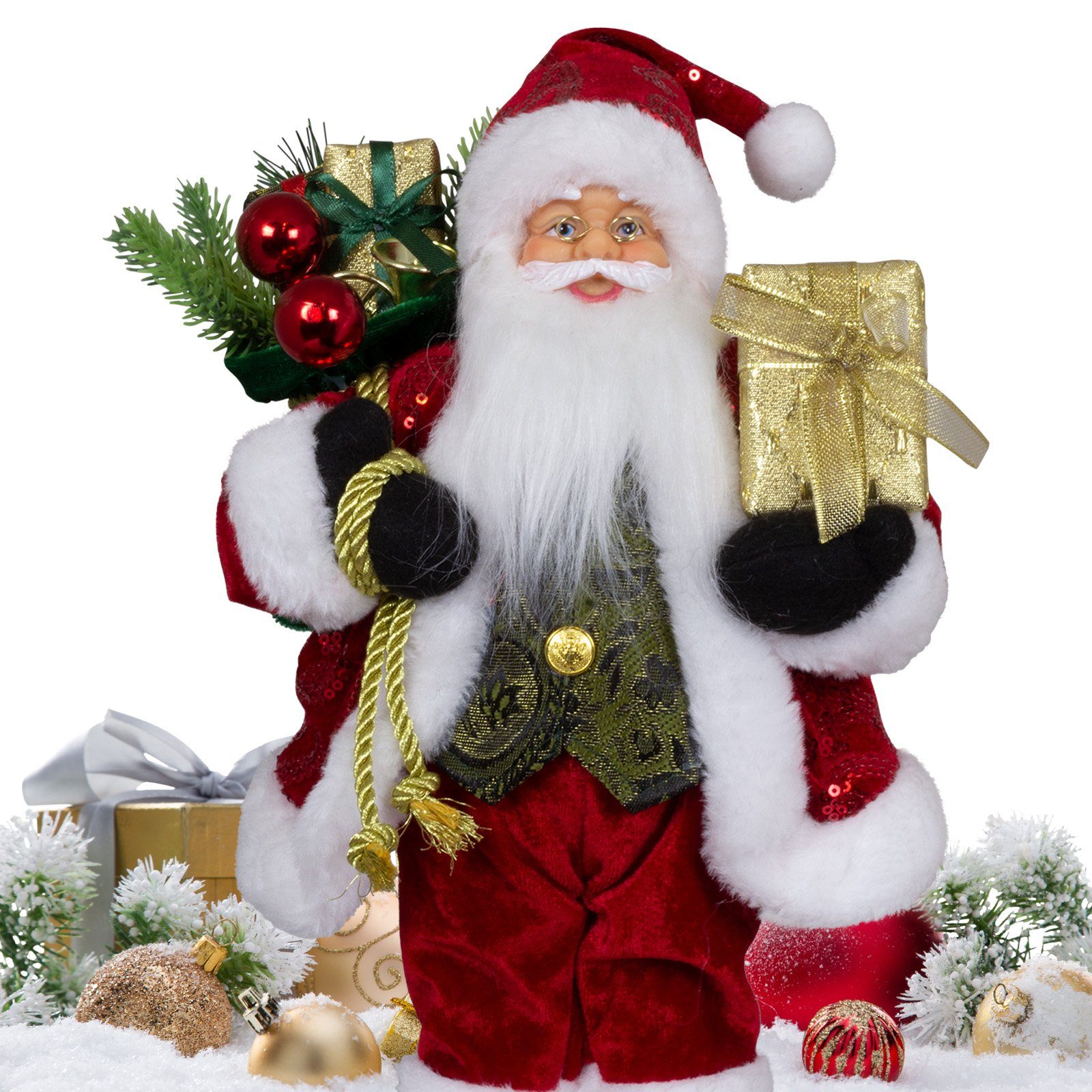 Weihnachtsmann 1 St), Christmas Figur, rot-glitzer Thoralf, Paradise Größen (30-80cm) (Deko 4