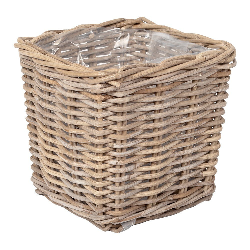 LebensWohnArt Pflanzschale Rattan Pflanzkorb VERONA-Quadratisch ca.25cm Übertopf