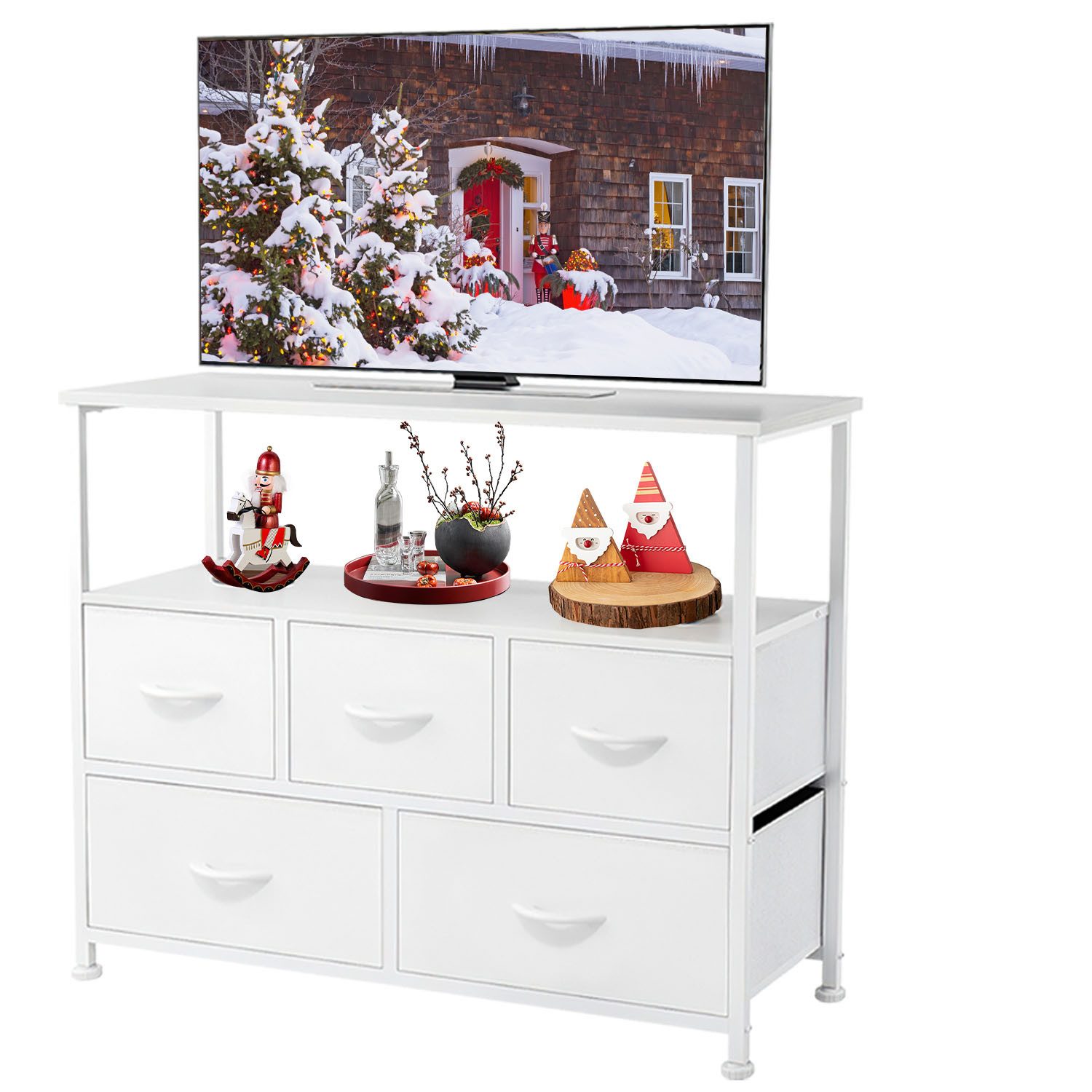 IDEASY TV-Schrank TV-Schrank mit Stauraum,kleiner Entertainment-Center-Medientisch (Geeignet für Wohnzimmer, Flur und Eingangsbereich 100×30×80cm (L×B×T) Frisiertisch & TV-Ständer mit Schubladen,passend für 45-Zoll-Fernseher