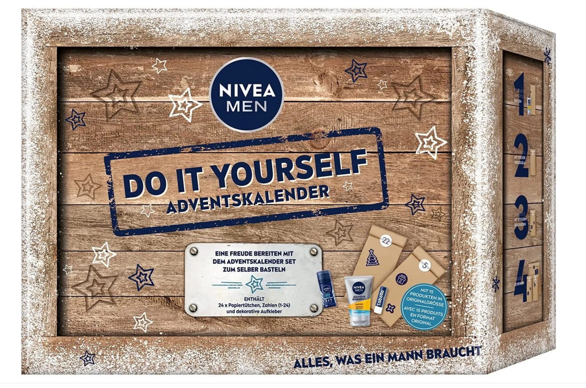 Nivea Men Kosmetik-Adventskalender Beauty Männer DIY Adventskalender SONDEREDITION - (Spar-Set mit Nivea Men Produkten aus 2025 & 2026, 24-tlg), Kosmetik Weihnachtskalender Mann Advent Kalender Weihnachtsdeko