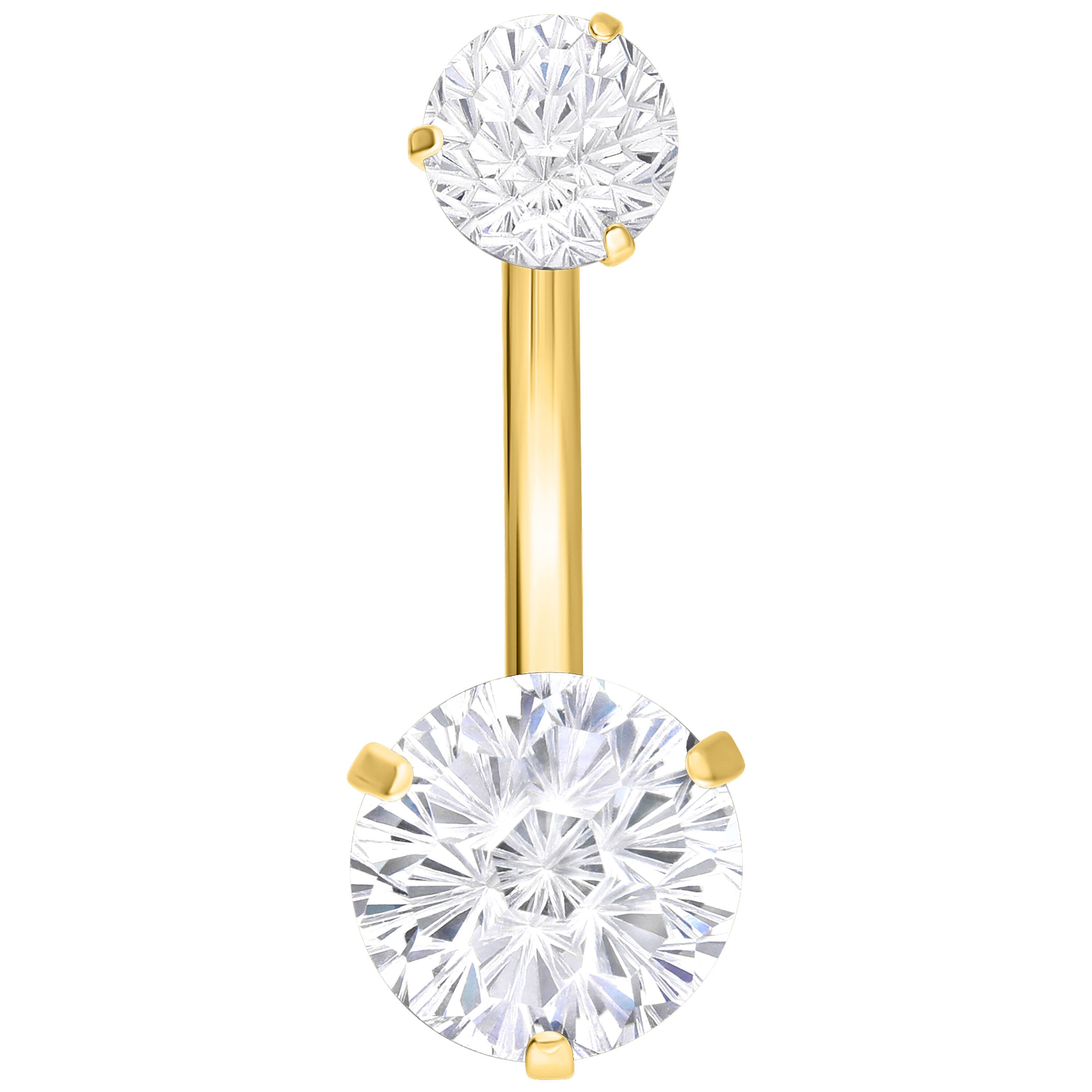 Wildcat Bauchnabelpiercing Firework Crystal Bananabell für Bauchnabel, 1 Stück, Titan Grad 23 - wasserfest, hautverträglich, Gold-Kristallklar