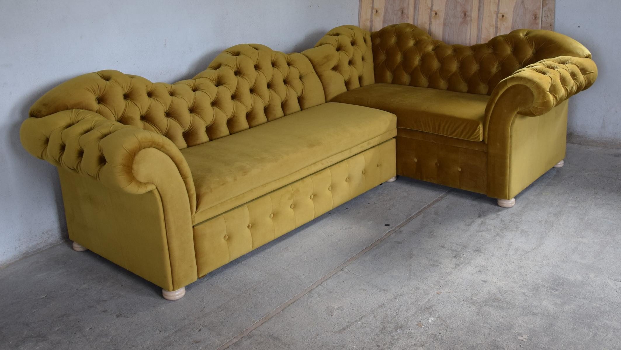 Xlmoebel Chesterfield-Sofa Eckcouch im Chesterfield Design mit elegantem Stoffbezug, Ecksofa, Hergestellt in Europa