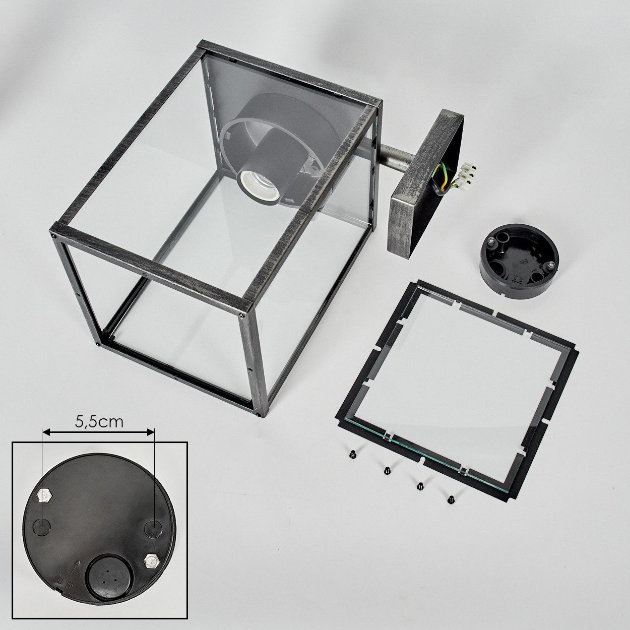 hofstein Außen-Wandleuchte Außenwandlampe aus Metall/Glas in Schwarz/Silber/Klar mit Lichteffekt, ohne Leuchtmittel, Wandleuchte außen abwärts im modernen Retro/Vintage-Design, E27, IP44