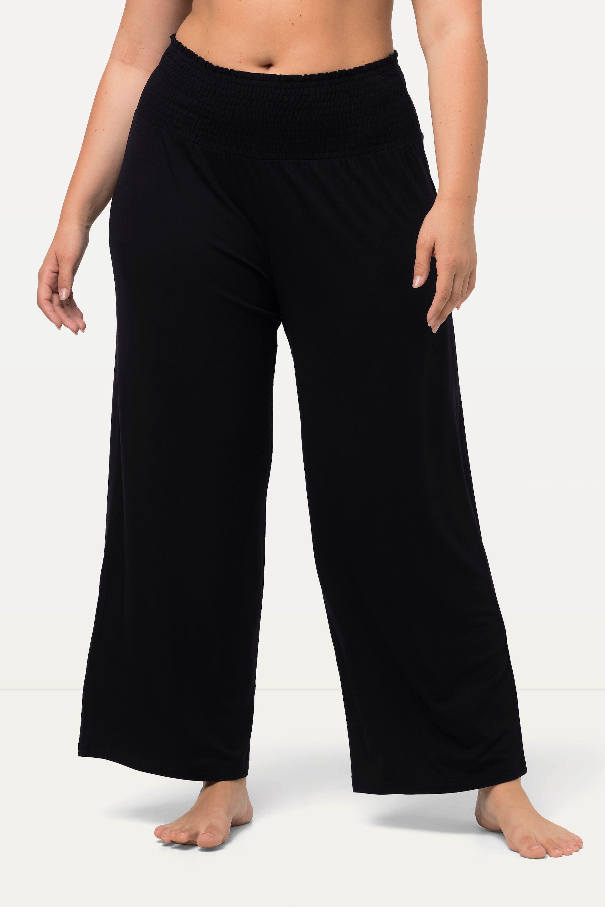Ulla Popken Schlupfhose Marlenehose weites Bein Jersey breiter Elastikbund