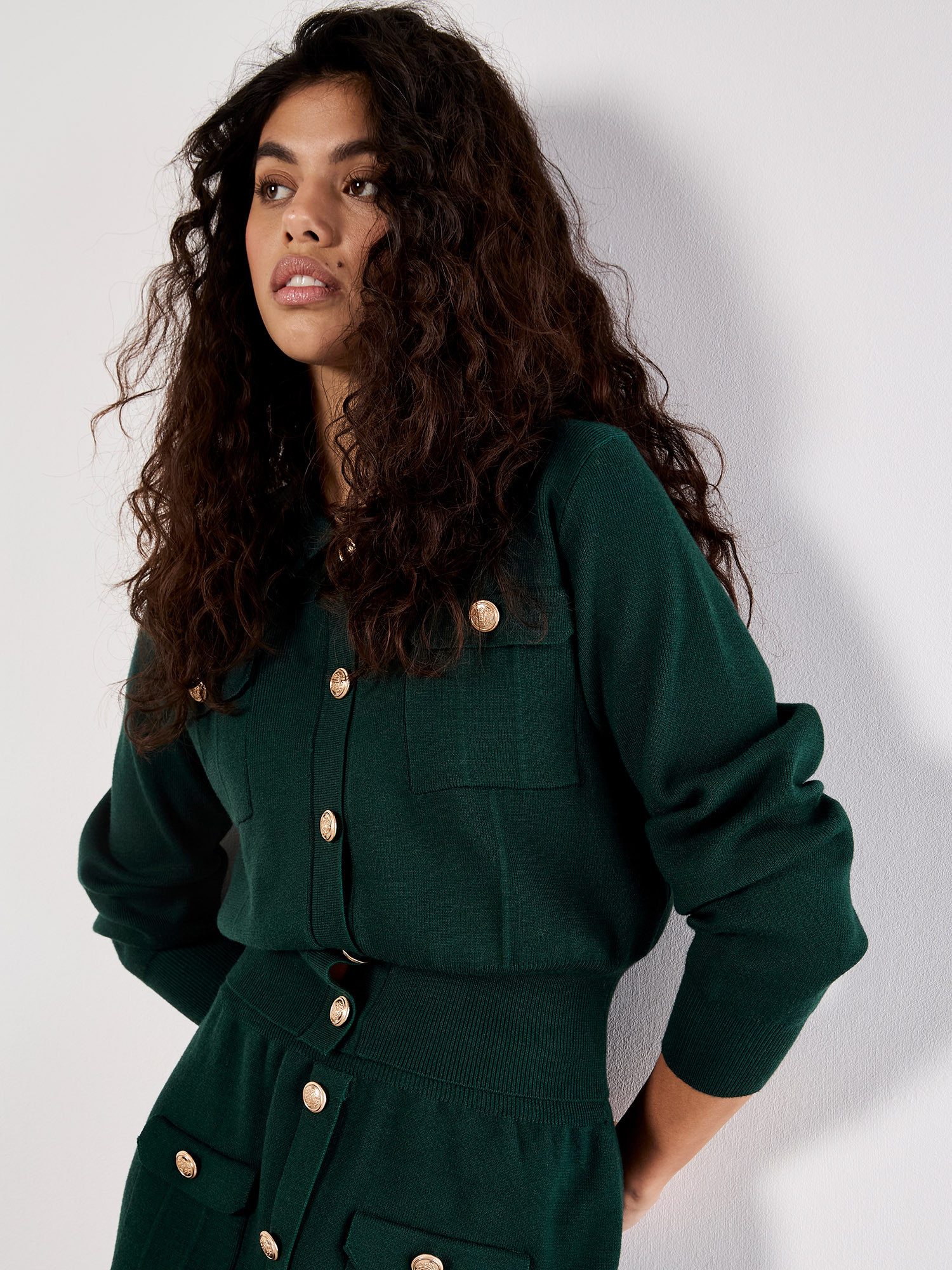 Apricot Kurzjacke Kurzjacke mit dekorativen Knöpfen