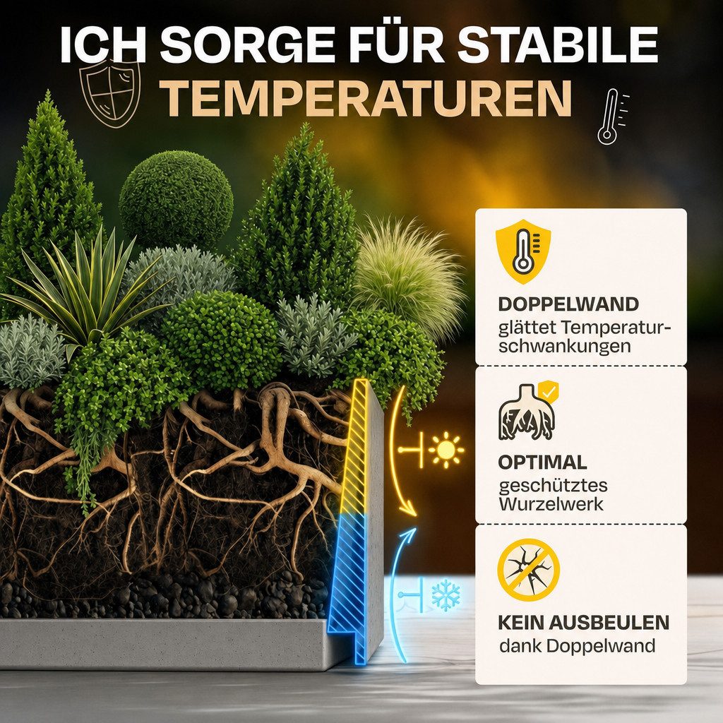 ONDIS24 Pflanzkübel Blumenkübel Blumentopf Vulkan 100cm Vulkan/Basalt Optik, mit Wasserspeicher Pflanzenkasten winterfest, 100 x 40 x 43,5 (H) cm – Bild 4 von 5