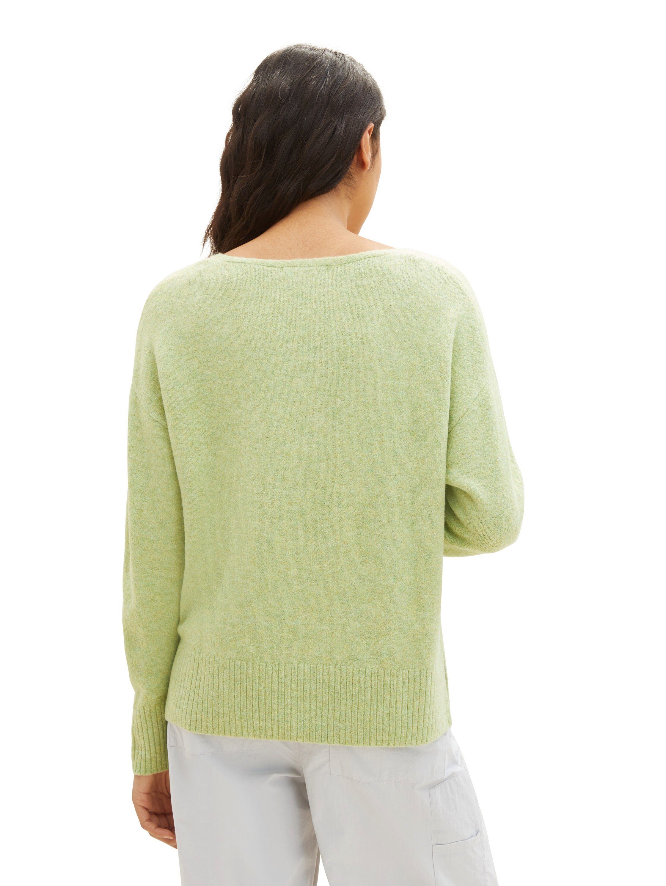 TOM TAILOR Denim V-Ausschnitt-Pullover mit pear tiefem dusty green V-Ausschnitt