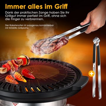 KESSER Feuerstelle, Raketenofen Inkl. Grillpfanne aus Gusseisen mit Tragetasche