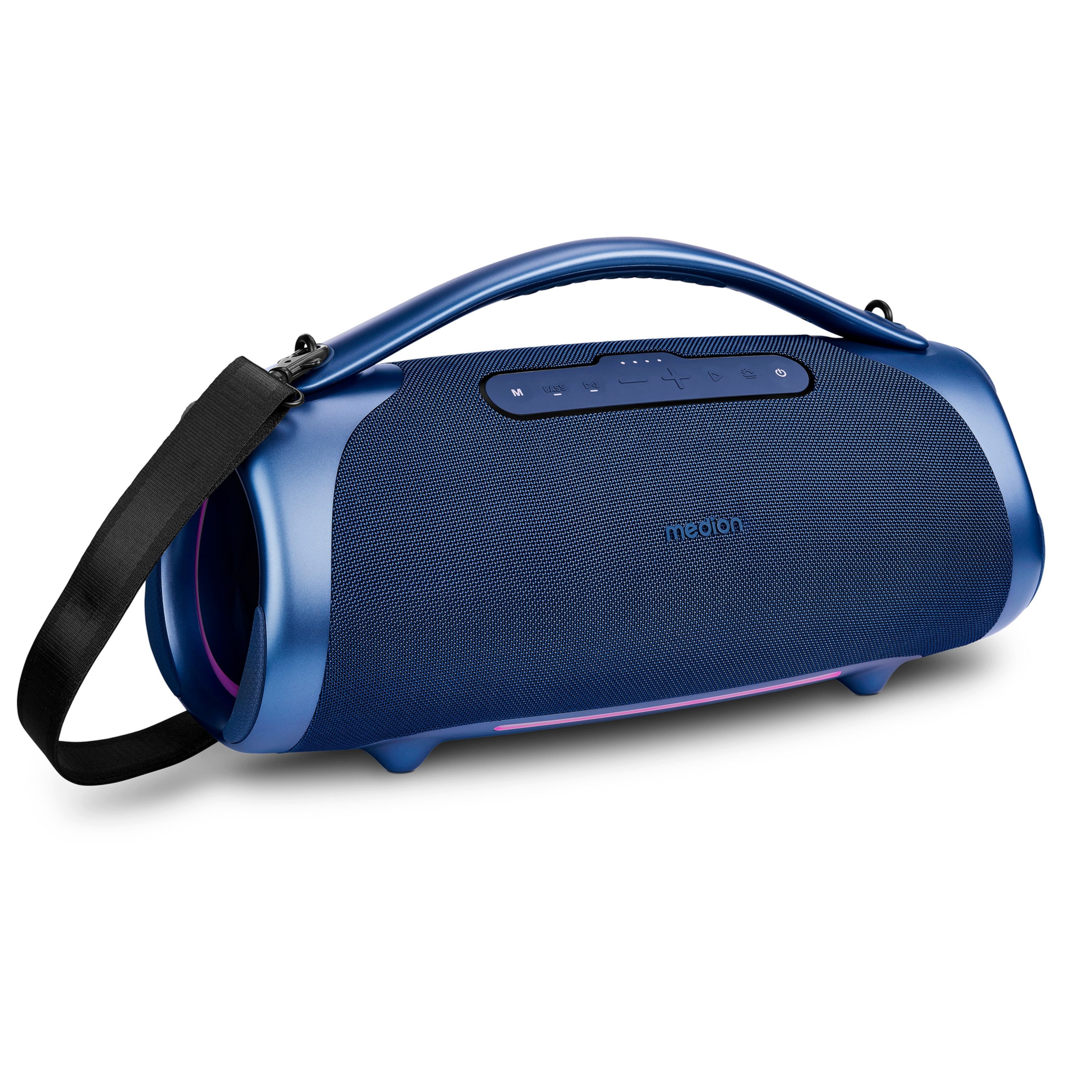 Medion® LIFE® P61768 (MD43768) XL Bluetooth-Lautsprecher (A2DP Bluetooth, AVRCP Bluetooth, Bluetooth, 100 W, tragbar, Akku, Bass Boost, Musikbox, RGB, IPX7, Powerbank, Blau)