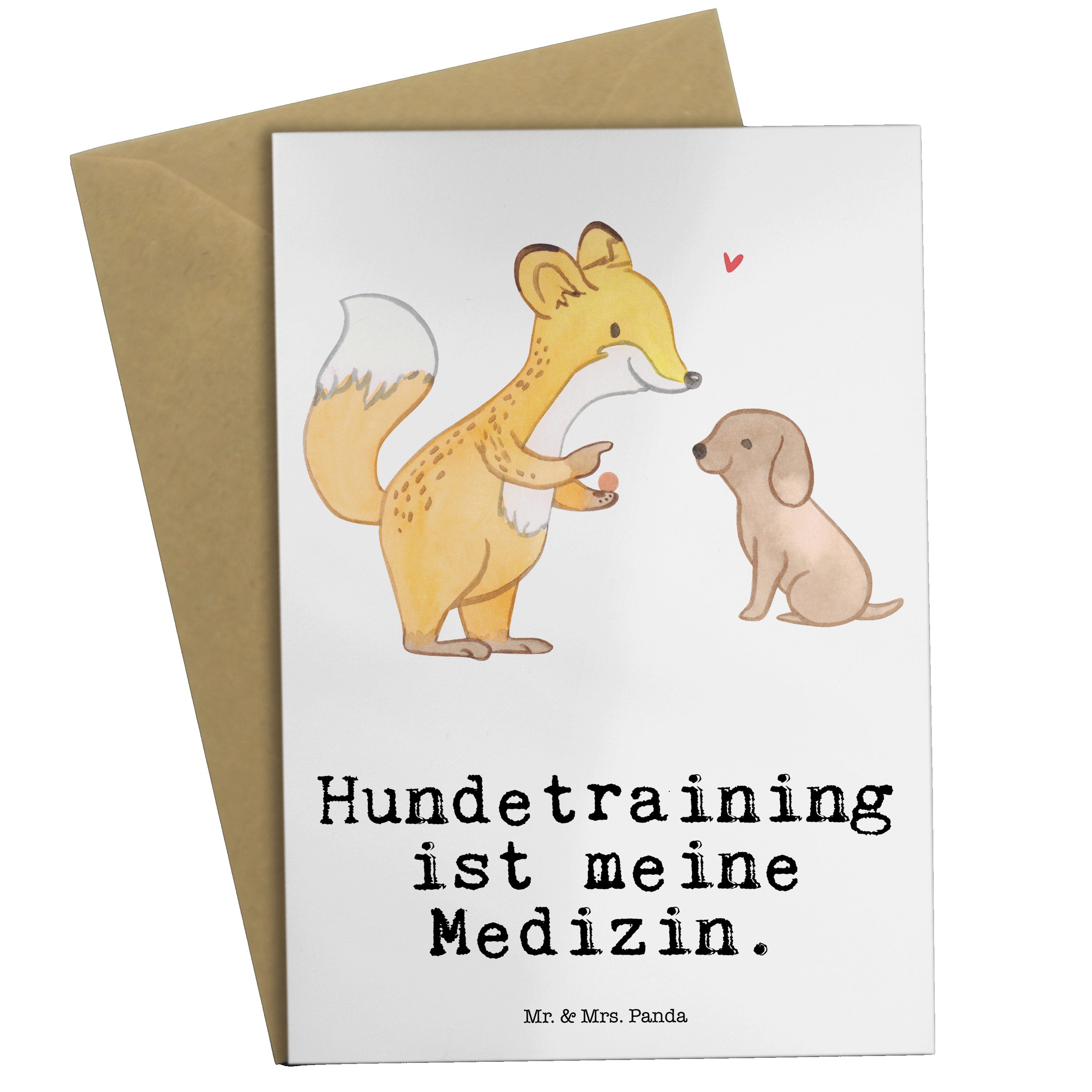 Mr. & Mrs. Panda Grußkarte Fuchs Hundetraining Medizin - Weiß - Geschenk, Gewinn, Hobby, Welpens