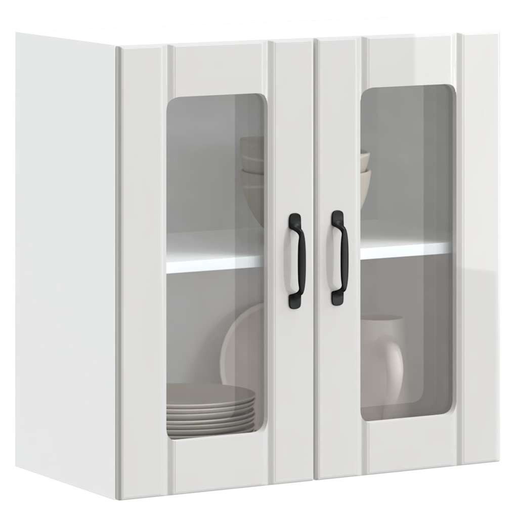 vidaXL Hängeschrank Vitrine-Hängeschrank Küchen-Hängeschrank mit Glastür Hochglanz-Weiß Sp