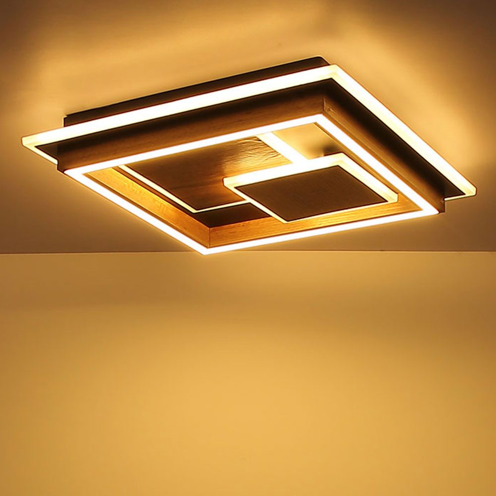 GLOBO LIGHTING LED Deckenleuchte, LED-Leuchtmittel fest verbaut, Warmweiß, Deckenleuchte Deckenlampe LED Wohnzimmerlampe Metall Schwarz Holzoptik