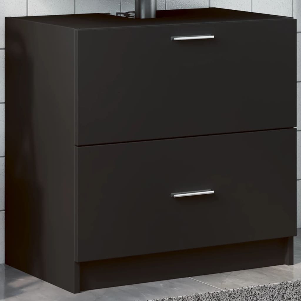 vidaXL Schrankmodule Waschbeckenunterschrank Schwarz 59x37x59 cm Holzwerkst günstig online kaufen