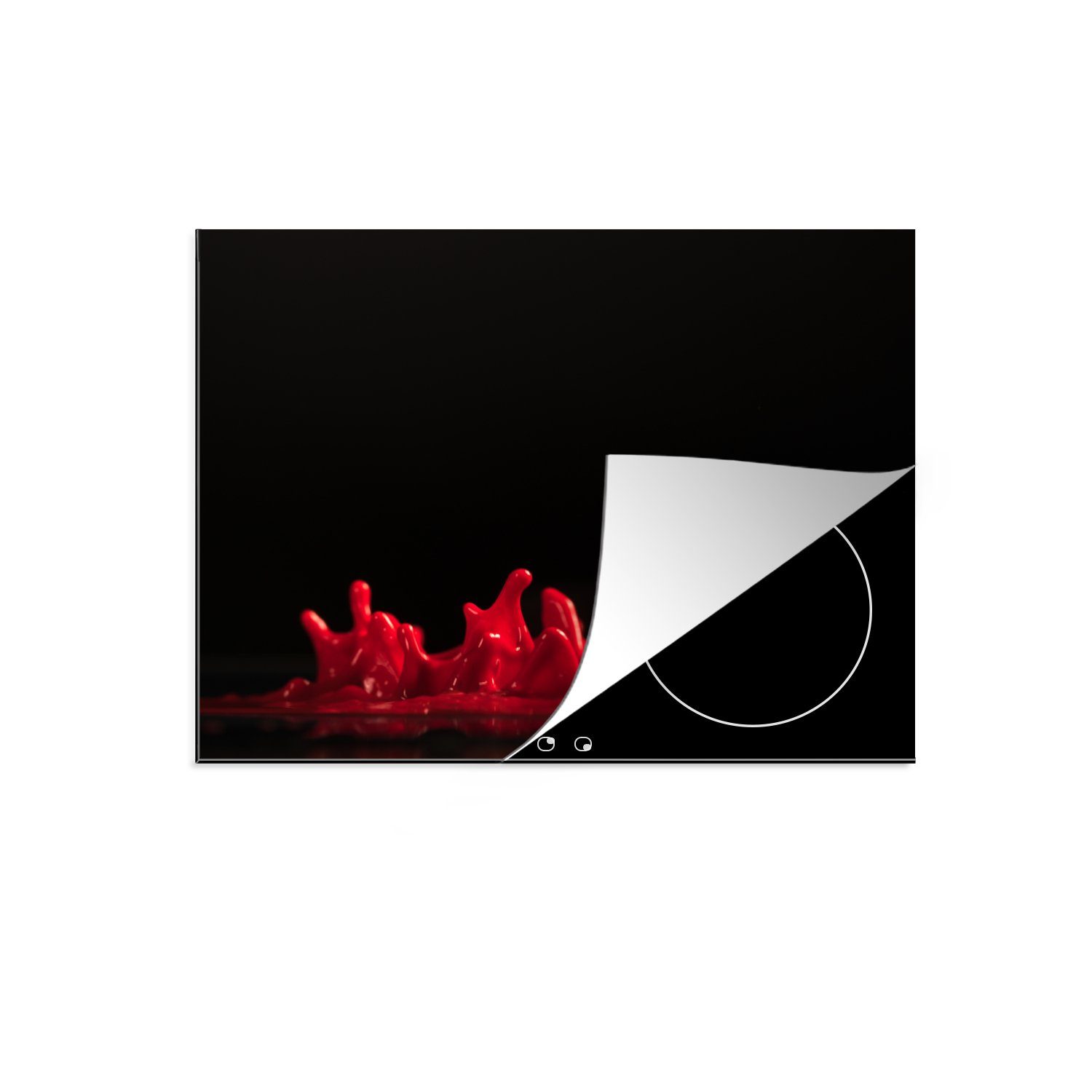 MuchoWow Herdblende-/Abdeckplatte Springendes Rot, Vinyl, (1 tlg), 60x52 cm, Mobile Arbeitsfläche nutzbar, Ceranfeldabdeckung