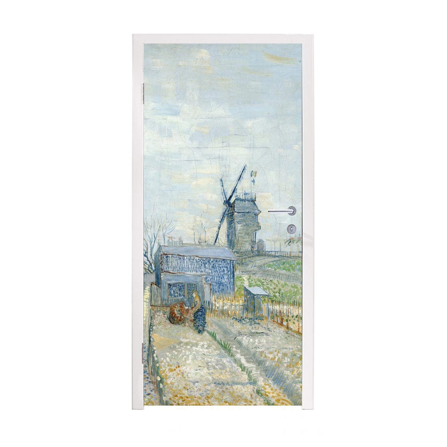 MuchoWow Türtapete Montmartre: Mühlen und Gärten - Vincent van Gogh, Matt, bedruckt, (1 St), Fototapete für Tür, Türaufkleber, 75x205 cm