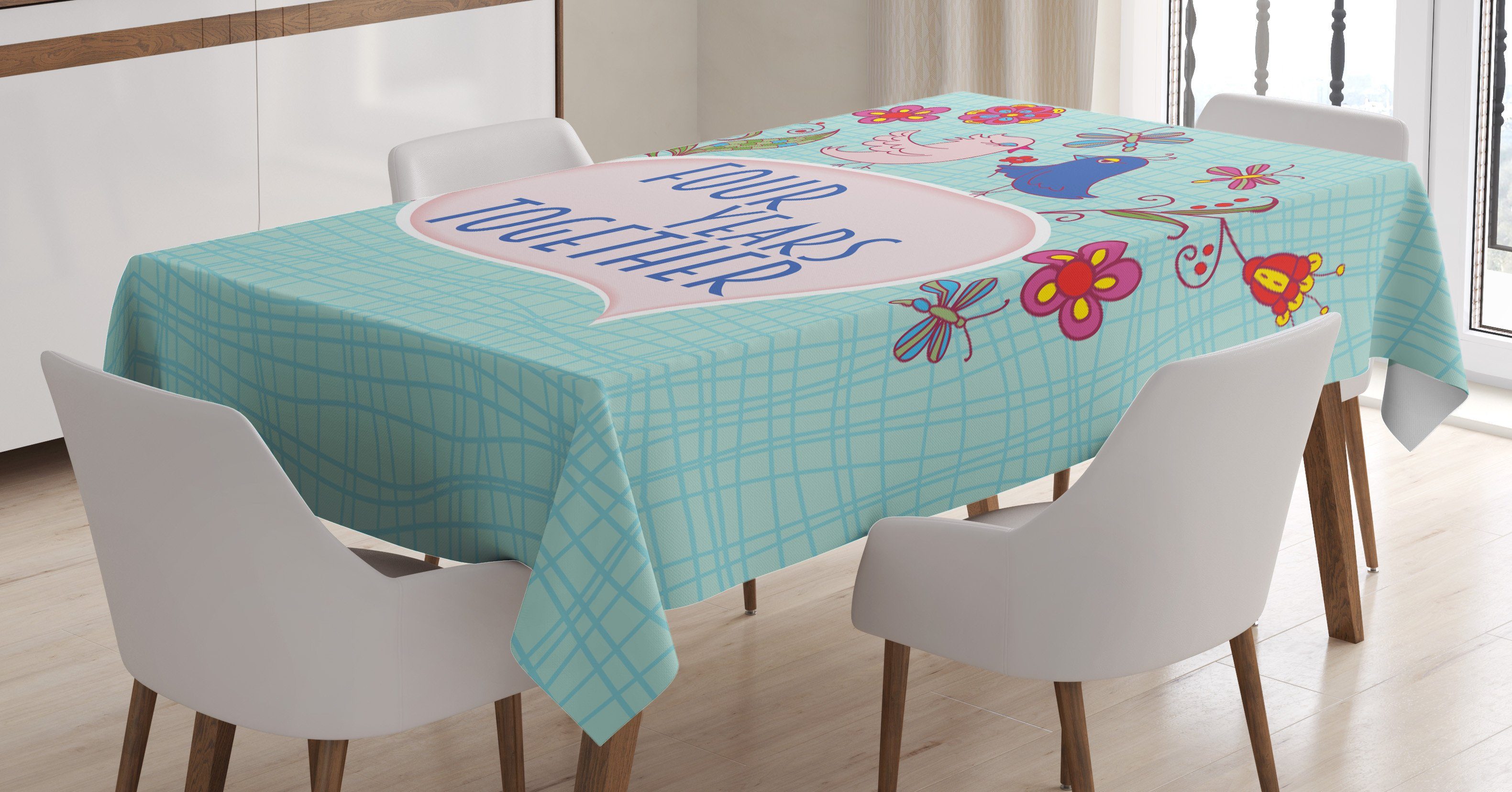 Abakuhaus Tischdecke Farbfest Waschbar Für den Außen Bereich geeignet Klare Farben, Leopard 4 Jahre zusammen
