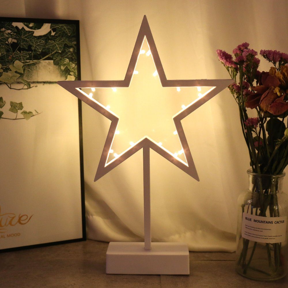 Höhe 40 cm 20 weiß Dekoleuchte Rahmen GelldG Dekolicht LED weiß Stern