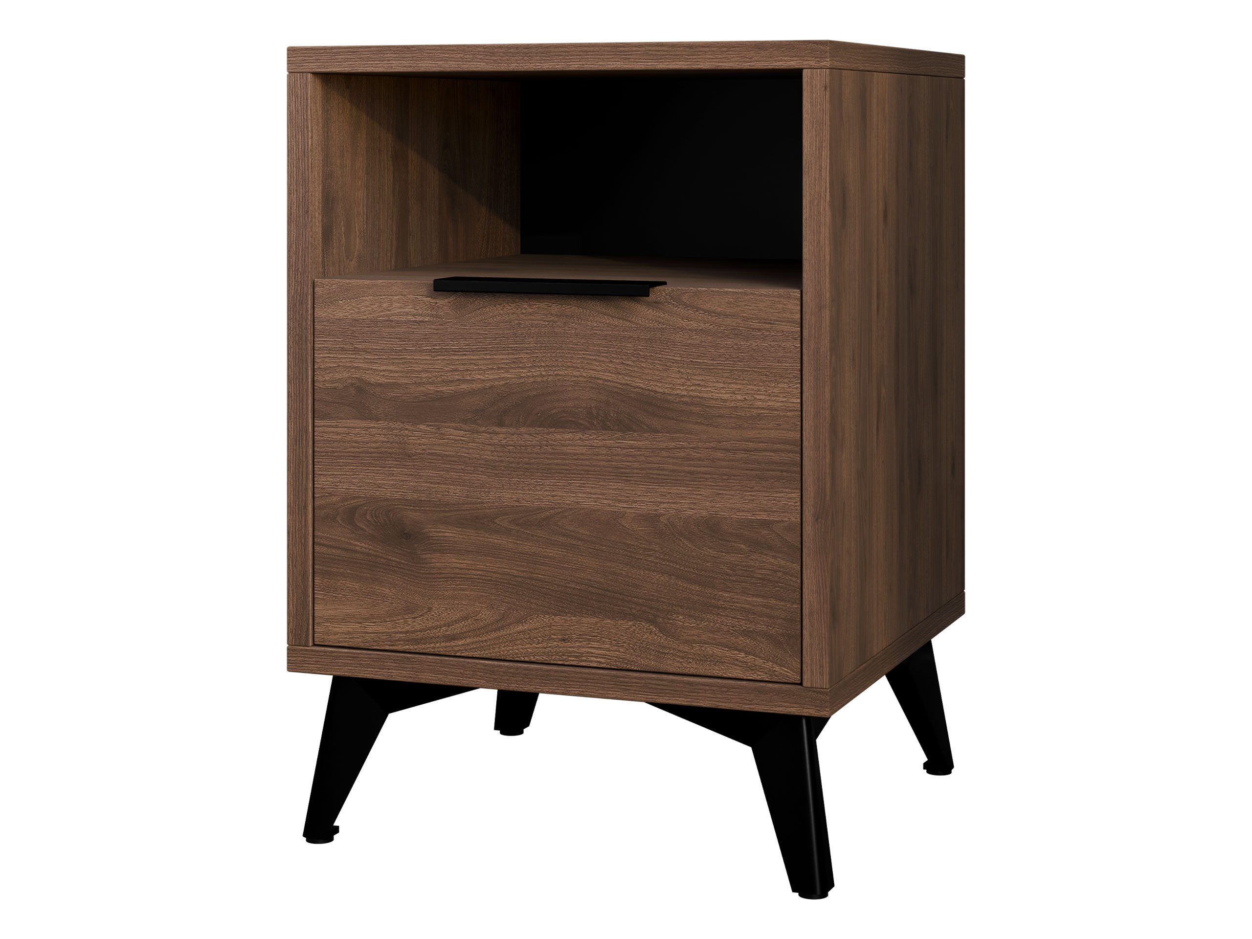 MIRJAN24 Nachttisch Xylix Bis 1SZ (mit Schublade), Griff und Füße aus Metall in der Farbe Schwarz