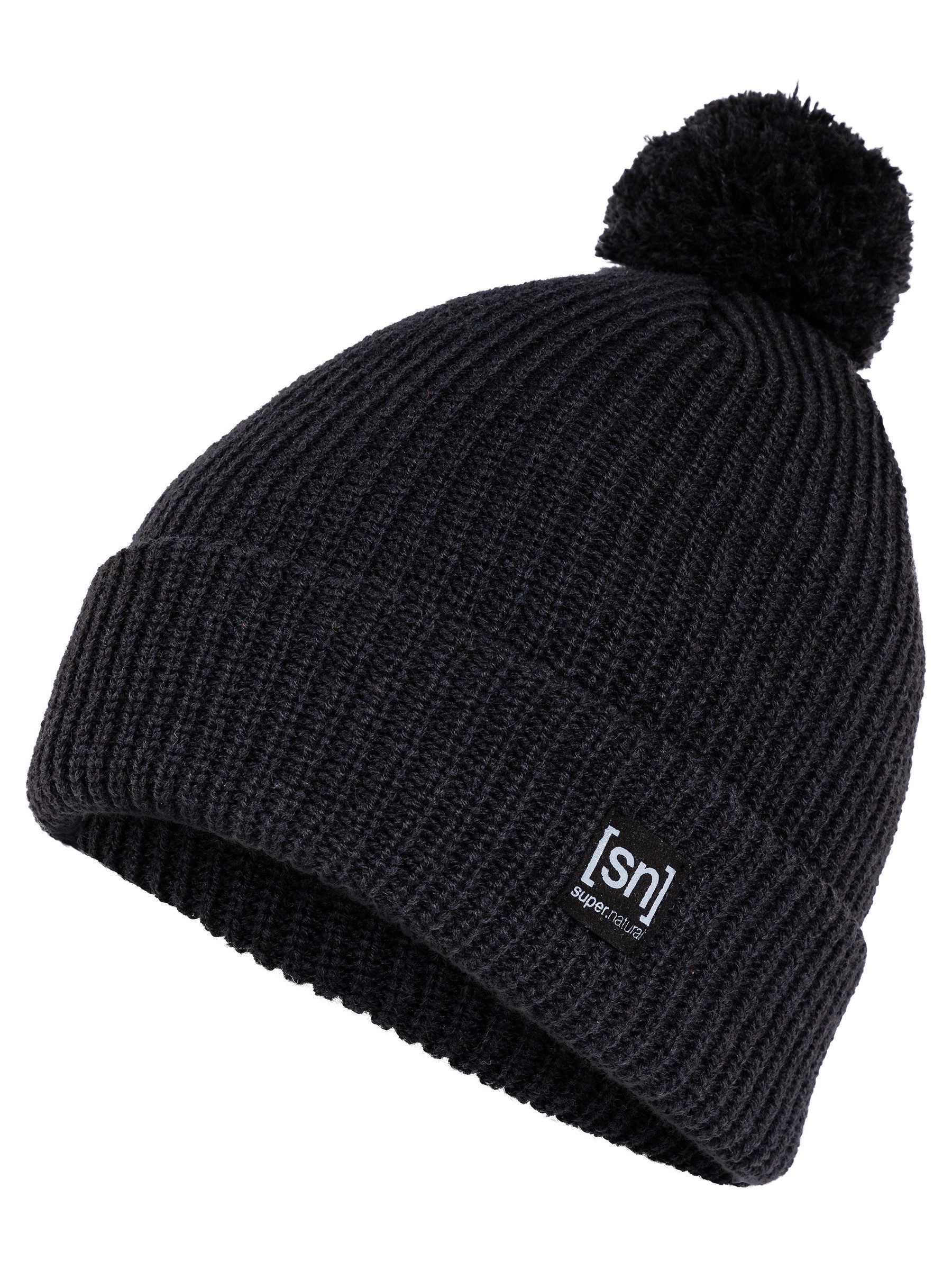 SUPER.NATURAL Beanie Mütze aus Merino POM BEANIE mit Bommel