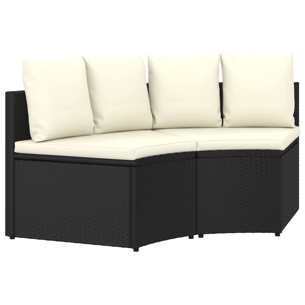 vidaXL Loungesofa 2-tlg. Garten-Sofagarnitur mit Auflagen Poly Rattan Schwarz, 2 Teile