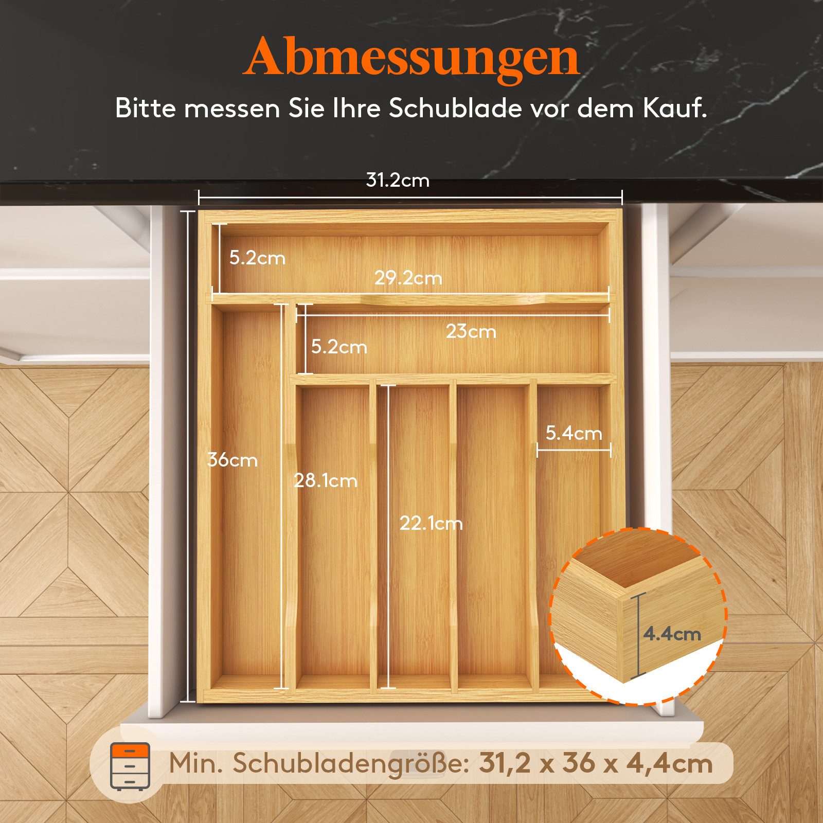 Lifewit Besteckeinsatz Besteckaufbewahrung für Schublade (1 St) günstig online kaufen