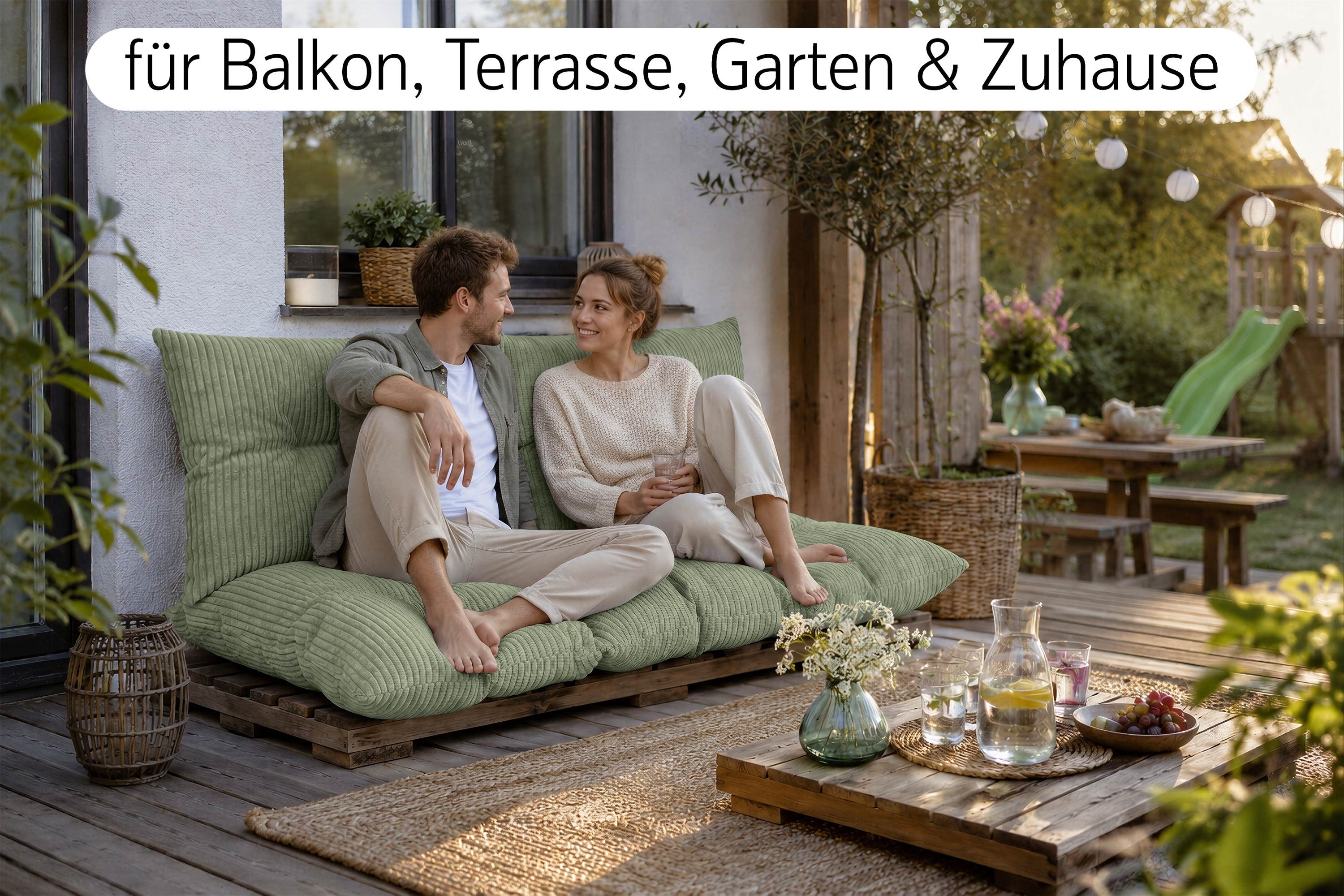 Amilian Palettenkissen Palettenauflagen Set 3-tlg., 120x80 cm + 2x 40x60 cm, für Palettenmöbel, Balkon, Terrasse und Wohnbereich