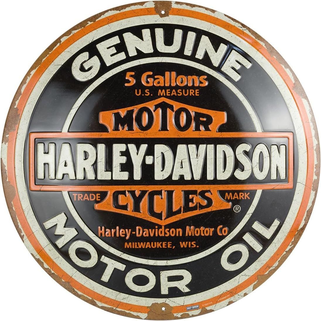 Nostalgic-Art Metallschild Blechschild 35 cm Rund - Harley-Davidson - Genuine Motor Oil