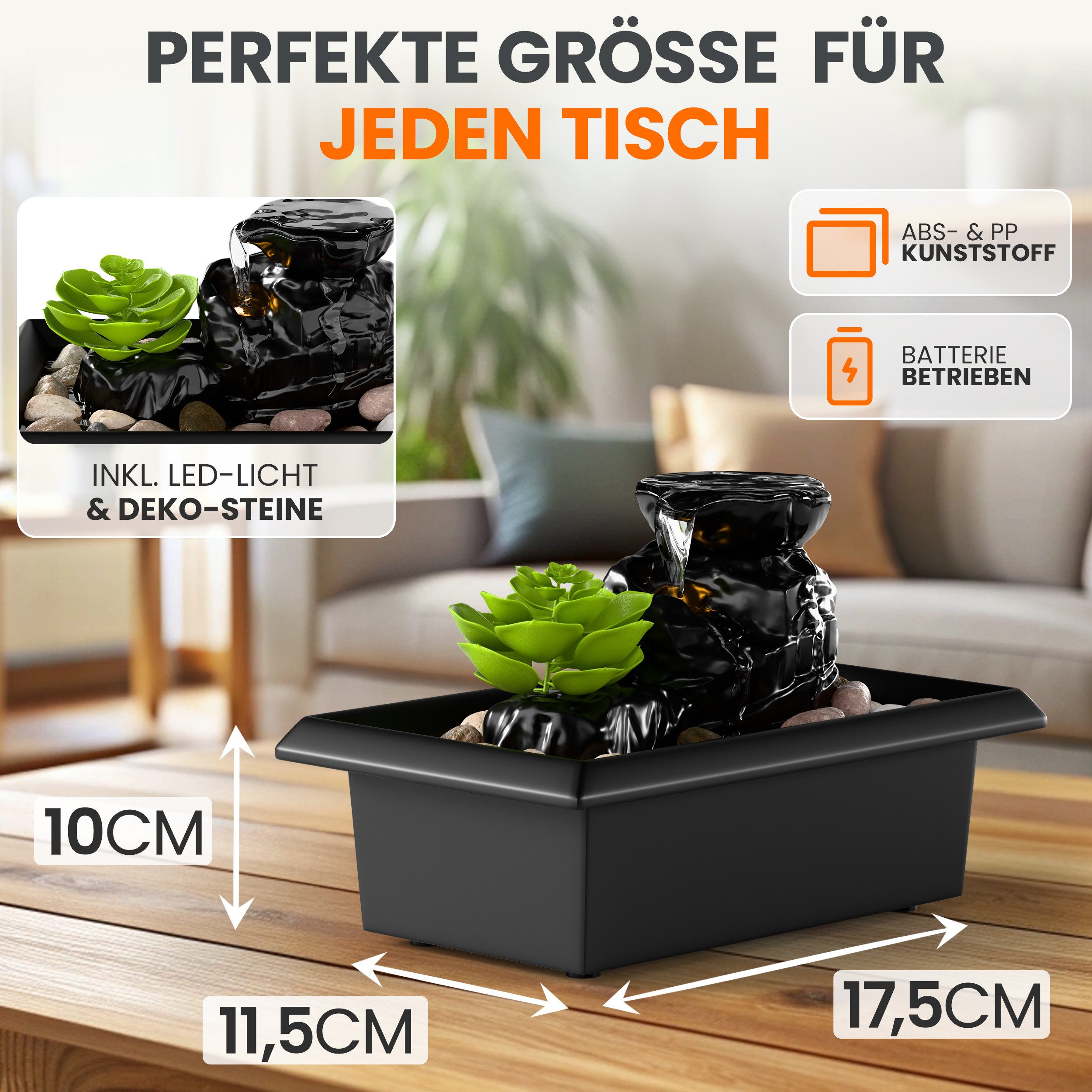 Oramics Zimmerbrunnen LED Zimmerbrunnen Indoor Tischbrunnen günstig online kaufen