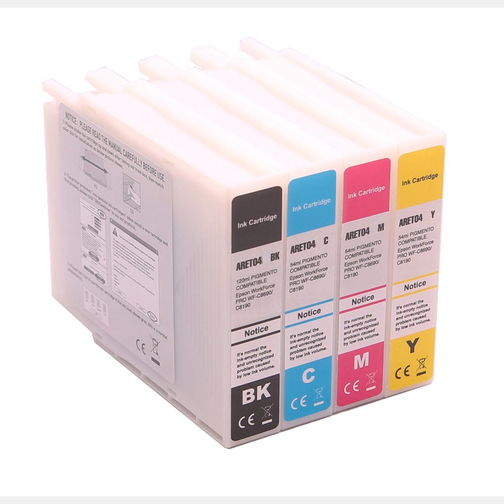 ABC Tintenpatrone (Kompatibles Set 4x Druckerpatrone für Epson T04A T04B WorkForce Pro, C WF-C8190D3TWC WF-C8610DWF WF-C8690 WF-C8690DWF WF-C8690DWFC WF-C8690)