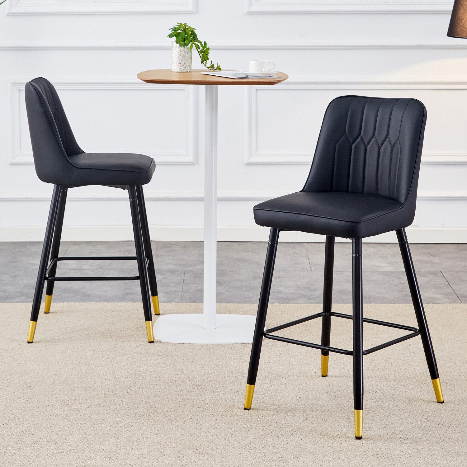 ANYSUN Barhocker 2er-Set Barstühle mit bequemer Fußstütze, Rückenlehne (gepolsterte Barhocker in Tresenhöhe 100 cm,Modernes Barhocker), Küchenstuhl für Küche, E – Bild 3 von 5