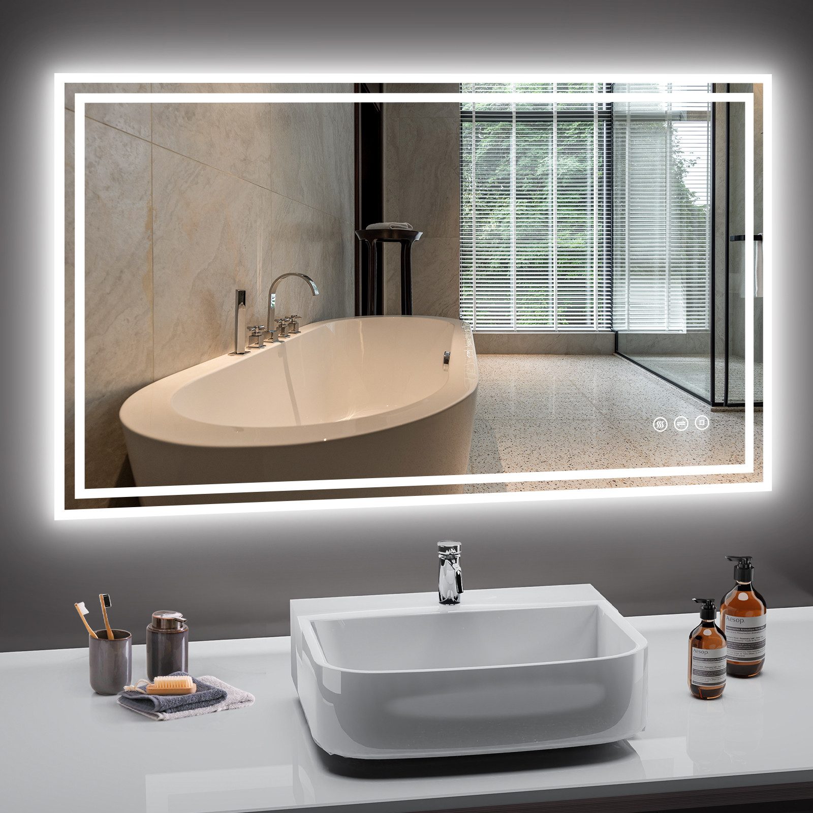 PESENXAN Badspiegel mit Beleuchtung, LED Badezimmer günstig online kaufen