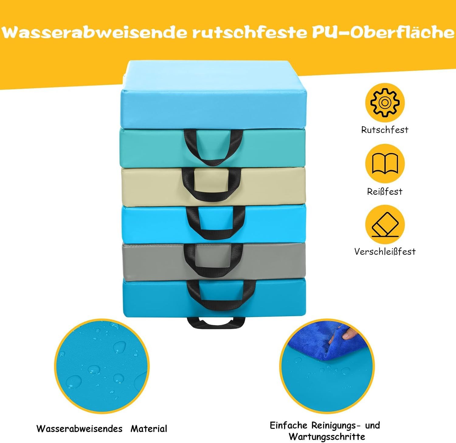 COSTWAY Bodenkissen 6er Set Kinder Sitzkissen, mit Griff & Reißverschluss