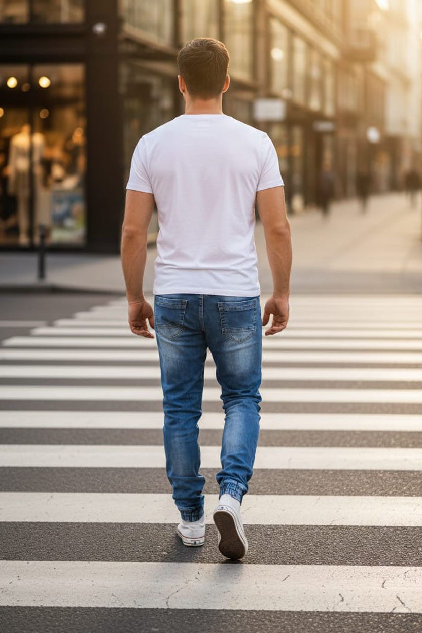 Reslad Stretch-Jeans Reslad Used Look Jeans-Herren Slim Fit Jogging-Hose RS-2073 Stretch Jogging-Denim Schlupfhose – Bild 4 von 5