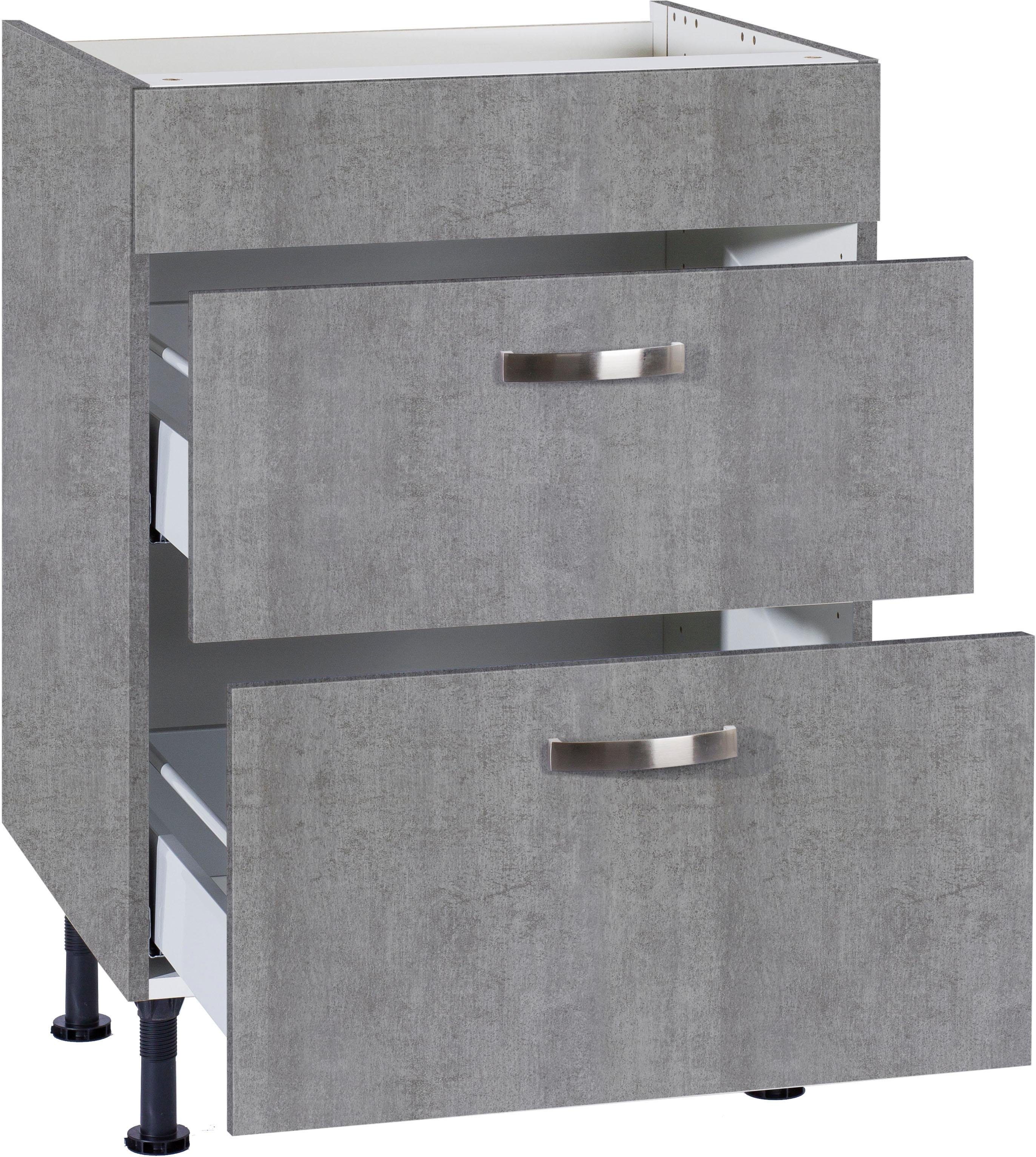 OPTIFIT Kochfeldumbauschrank mit Soft-Close-Funktion 60 cm, Vollauszügen | Cara und beton Breite beton/beton