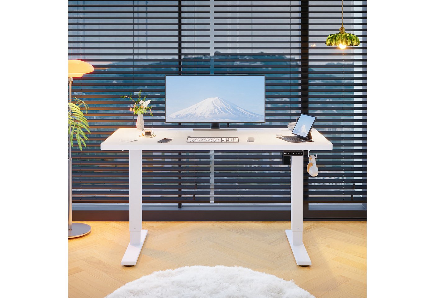HOMALL Schreibtisch Höhenverstellbar elektrischer Memory-Funktion 100/120/140/160/180cm (Zweistufige Hohenverstellung Ergonomischer Kopfhorerhaken und Kabelhalterung)