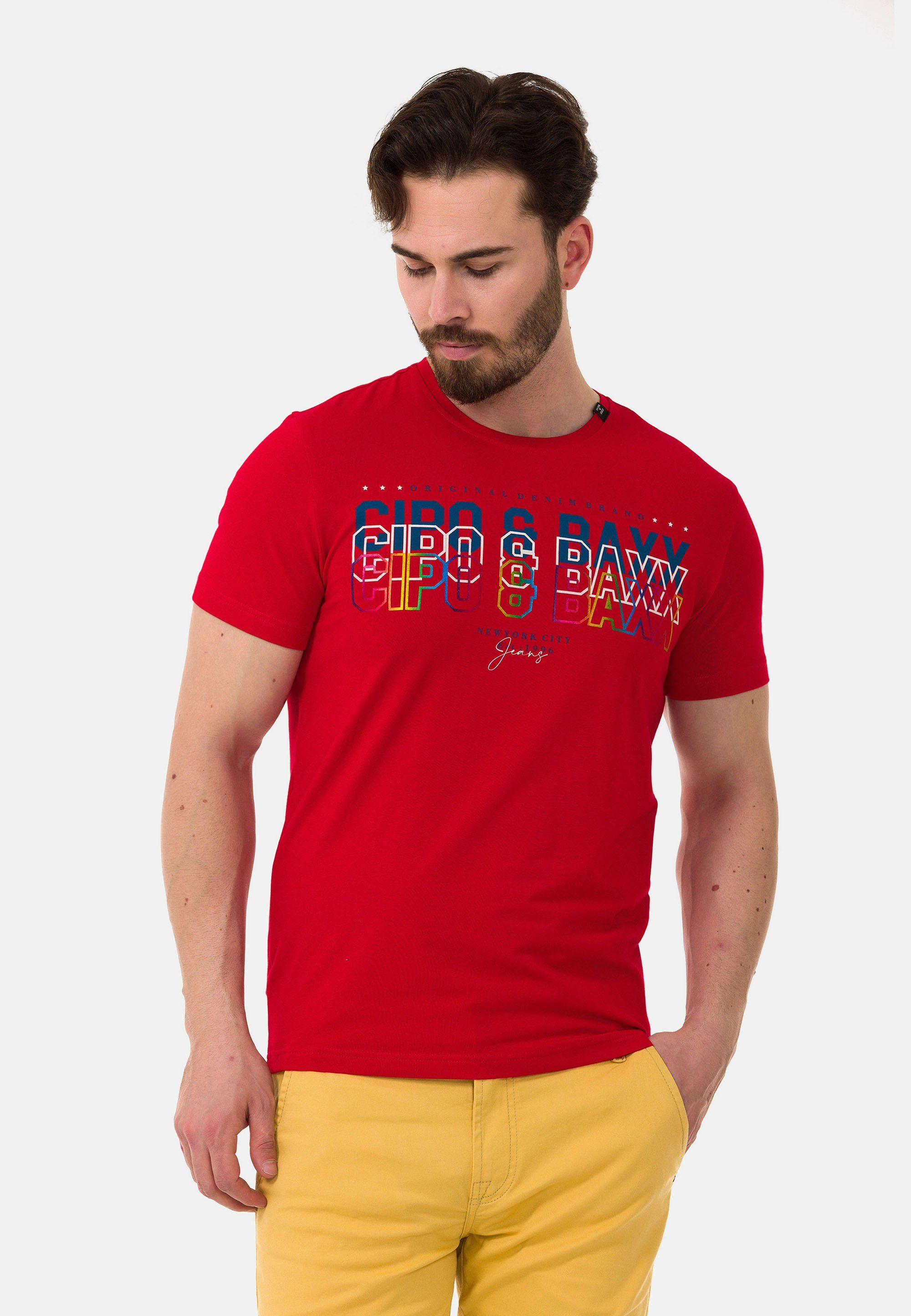 Cipo & rot CT717 mit Baxx Markenprint trendigem T-Shirt