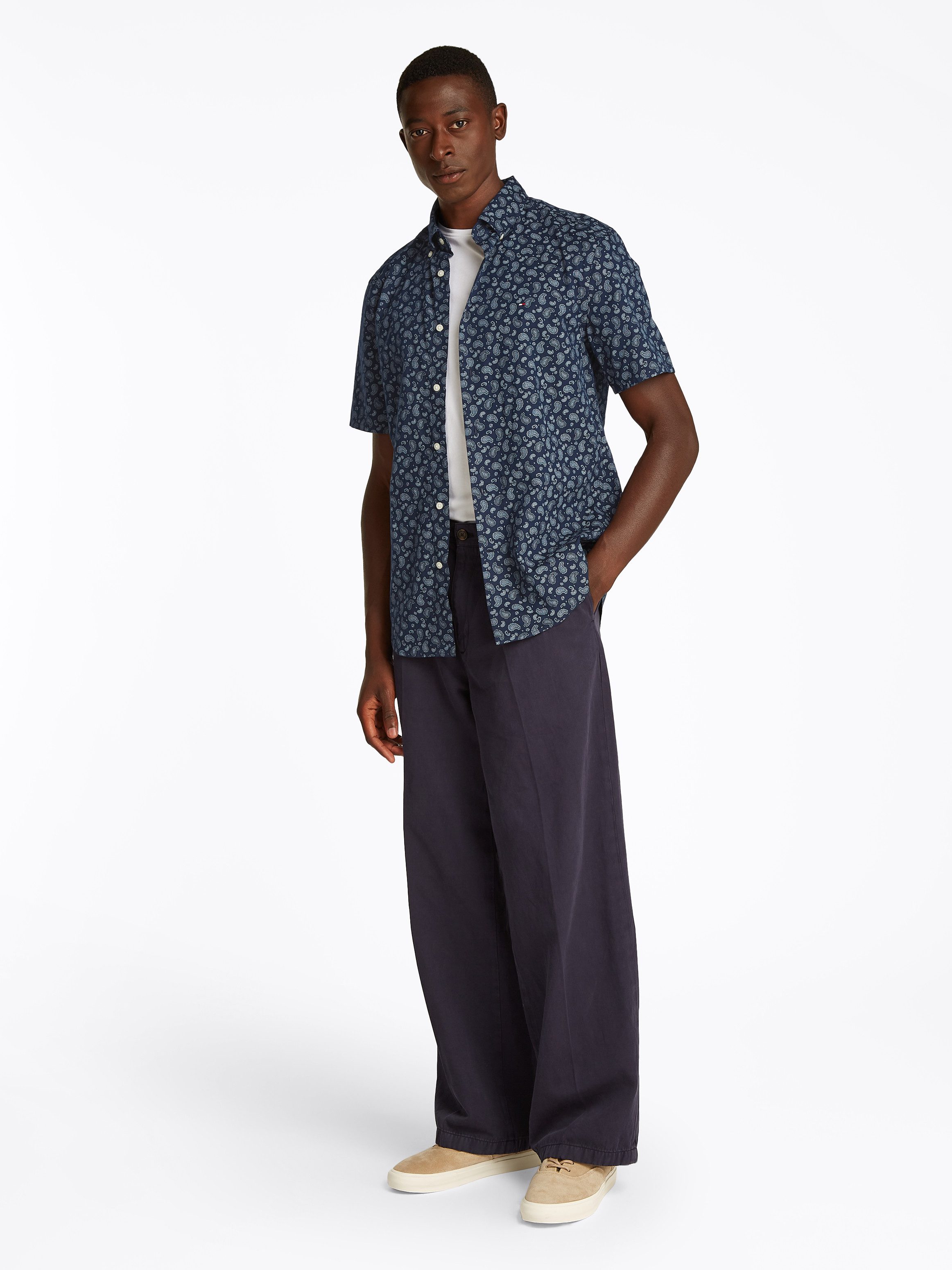 Tommy Hilfiger Kurzarmhemd COTTON LINEN PAISLEY Regular Fit SS SHIRT